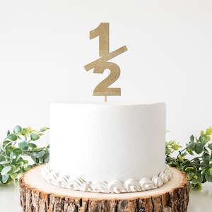 Half Birthday Party Decorations, 1/2 Cake Topper, 6 month birthday decor, half way to one celebration, party supplies, sign pick girl boy