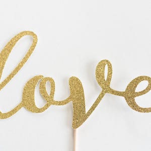 Love Cake Topper/Wedding/Gold Silver Black Glitter/Romantic Script/Calligraphy/lowercase/handwritten/handwriting/bridal shower/engagement
