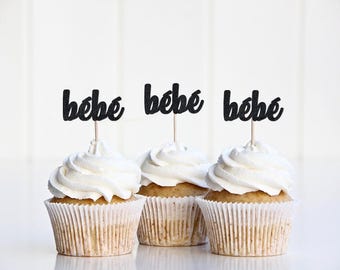 Bebe Cupcake Toppers, A Bebe is on the Way Shower Decorations, Gender Neutral Baby Shower Decor, Girl Boy Winter Baby Shower Summer, Spring