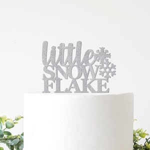 Winter Baby Shower Decorations, Little Snowflake Cake Topper , A Little Snowflake is On The Way Theme Decor Boy Girl Is One 1st Birthday