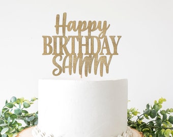Custom Happy Birthday Cake Topper, Personalized Birthday Cake Decoration Sign, Customized Happy Birthday Name Pick, Birthday Decor Adult
