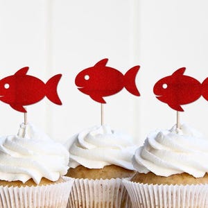 Fish Cupcake Toppers, O Fish Ally One Decorations, Fishing Themed Birthday Party Decor, Girl Boy, Little Fishy Ocean Party