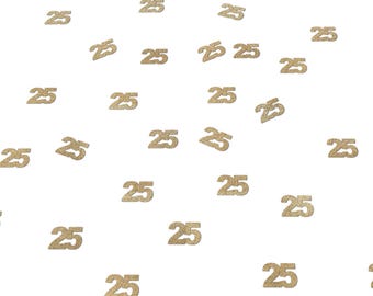 25th Birthday Decorations, Glitter Paper 25 Confetti, 25  Decor, Party Supplies Twenty Five Man Woman, Gold, Rose Gold, Anniversary