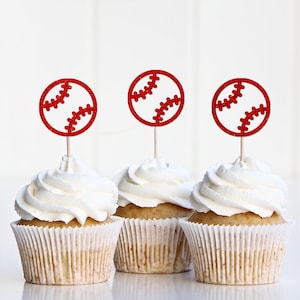Baseball Cupcake Toppers, Baseball Birthday Cupcake Signs, Baseball 1st Birthday Decorations, Sports First  Decor Party Supplies, Rookie