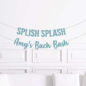 Mermaid Theme Bachelorette Party Decorations / Personalized Splish Splash Pool Bach Bash Decor Banner Garland, Beach Themed Bachelorette