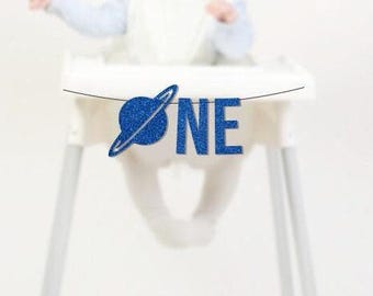 Outer Space Hgh Char Banner Planets Astronaut Rocket 1st Brthday Boy