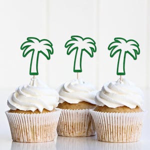 Palm Tree Cupcake Toppers, Tropical Party Decorations, Beach Bash Decor, Hawaiian Theme Party Supplies, Summer Party Decor, Aloha