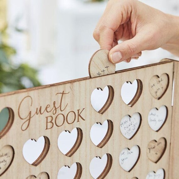 Wooden Heart Wedding Guest Book S5041 Etsy