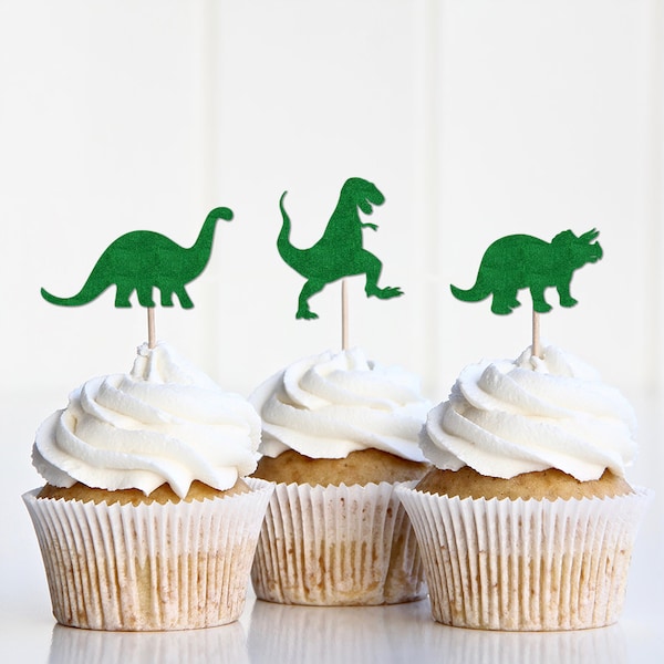 Dinosaur Cupcake Toppers, Dinosaur Birthday Party Decorations, Dino Birthday Decor, Trex, Triceratops, Party Supplies, Picks Toothpicks