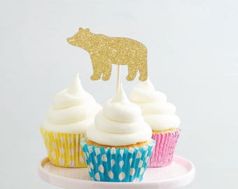 Bear Cupcake Topper Picks, Woodland First Birthday Decorations, Teddy Bear Theme, Camping Party Supplies, Lumberjack Decor, Baby Shower