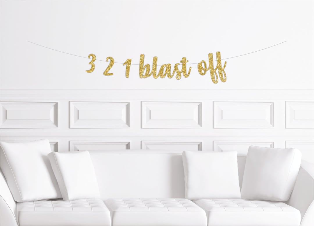 3,2,1 Blast off Space Birthday Party Banner, Rocket Ship Astronaut ...