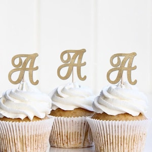 Monogram Initial Cupcake Toppers, Wedding Cupcake Toppers, Last Name Married, Letter Picks Decor, Decorations