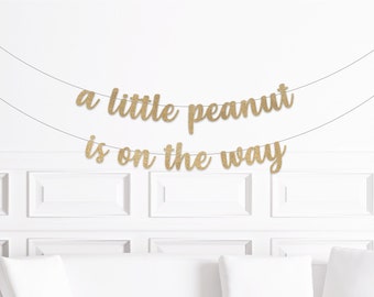 Elephant Baby Shower Decor, A Little Peanut is On The Way Banner, Elephant Baby Shower Decorations, Party Supplies, Sign Backdrop Boy Girl