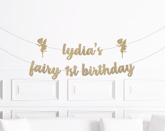 My Fairy 1st Birthday Party Decorations, Fairy Birthday Decor, Fairy First Birthday Banner, Custom Personalized, Fairy Party Supplies, Ferry