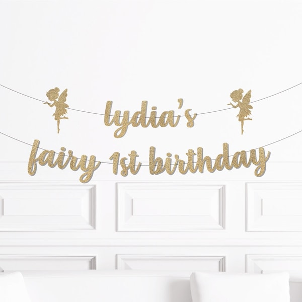 My Fairy 1st Birthday Party Decorations, Fairy Birthday Decor, Fairy First Birthday Banner, Custom Personalized, Fairy Party Supplies, Ferry