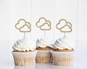 Cloud Cupcake Toppers, She's on Cloud 9, Plane Theme Birthday Party Decorations, Airplane Decor, Hot Air Balloon, Travel Themed Baby Shower