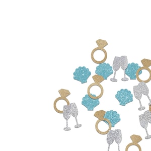 Seashells and Wedding Bells Confetti, Last Toast on The Coast Decor, Coastal Bachelorette Decorations, Rings, Shells, Champagne Flutes