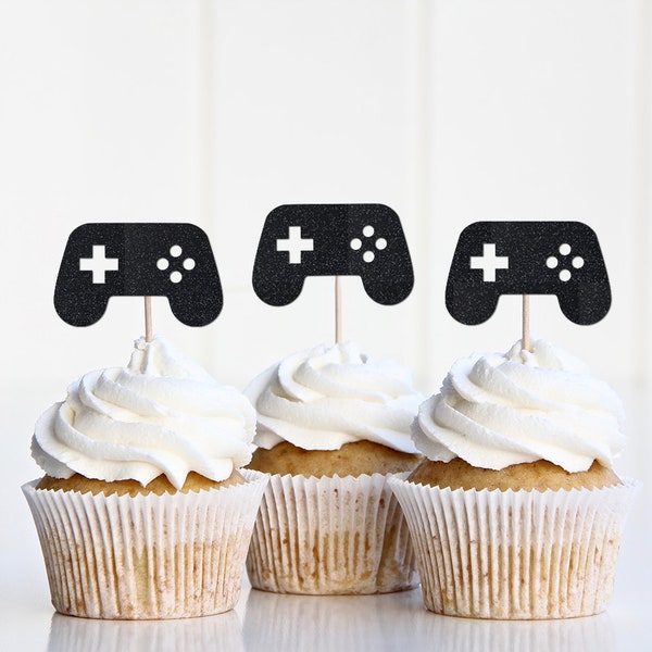 Video Game Controller Cupcake Toppers, Video Game Birthday Decorations, Gamer Level Up Birthday Decor, Level Unlocked Party Supplies