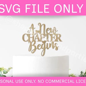Ett nytt kapitel börjar tårtdekoration, boktema DIGITAL FIL SVG
