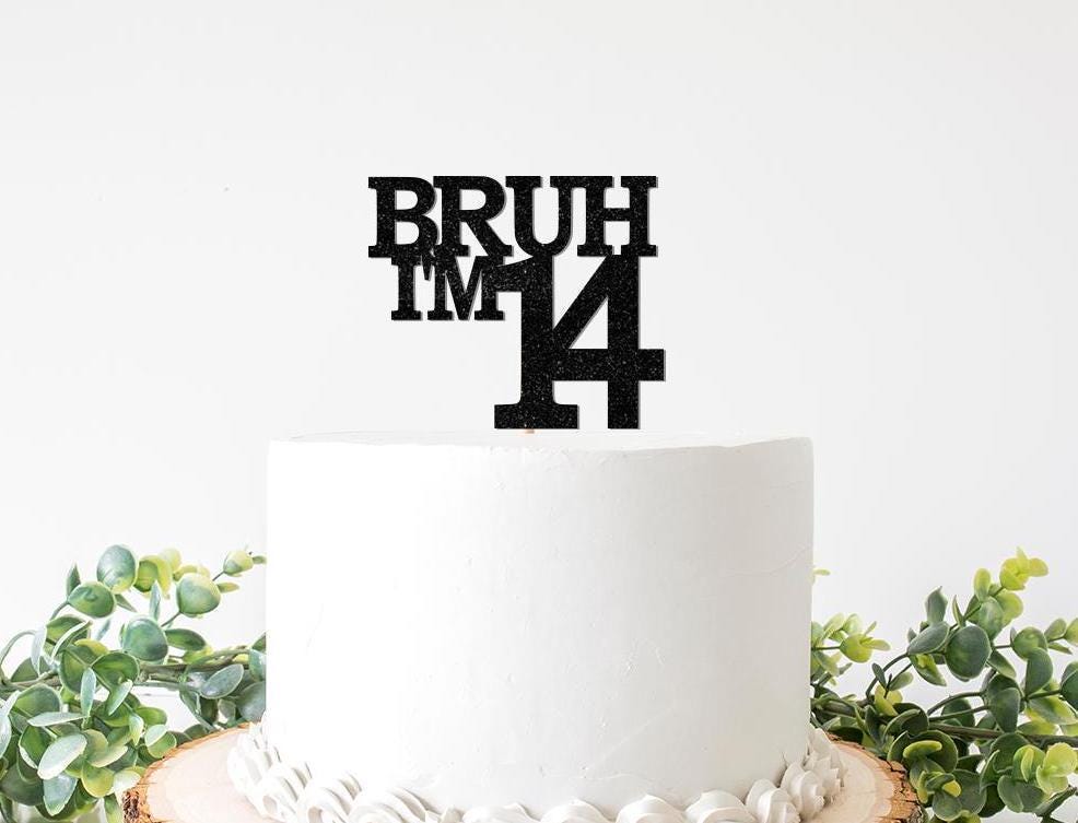 "Bruh I'm 14" Cake Topper - Blue Glitter 14th Birthday Decor, 5.9x4.9 Inches, Party Decoration - View #6