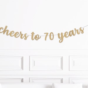 Decoraciones para 70 cumpleaños, pancarta de "Saludos por los 70 años", letrero para el 70 cumpleaños, decoración para fiestas de cumpleaños de 70 años para hombre y mujer.