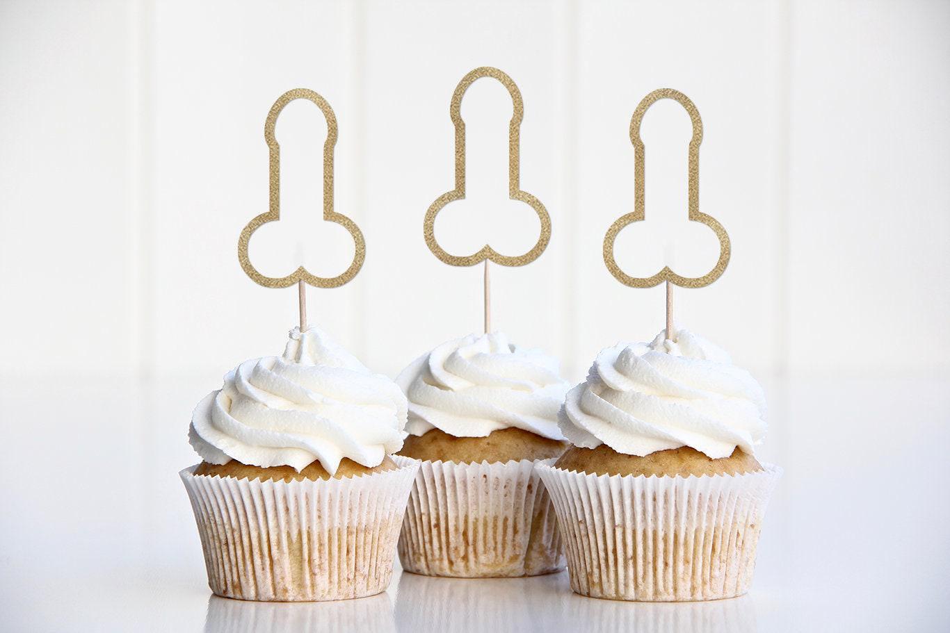 Penis Cupcake Toppers, Bachelorette Cupcake Decorations