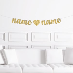 Personalized Engagement Party Banner / Bride and Groom Personalized Name Sign / Engagement Party Supplies Name Heart Name Decor Decorations