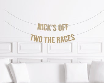 Custom Two The Races Banner, Personalized Horse Race Themed 2nd Birthday Banner, Race Car Theme Decor Decorations, Racecar Second Derby