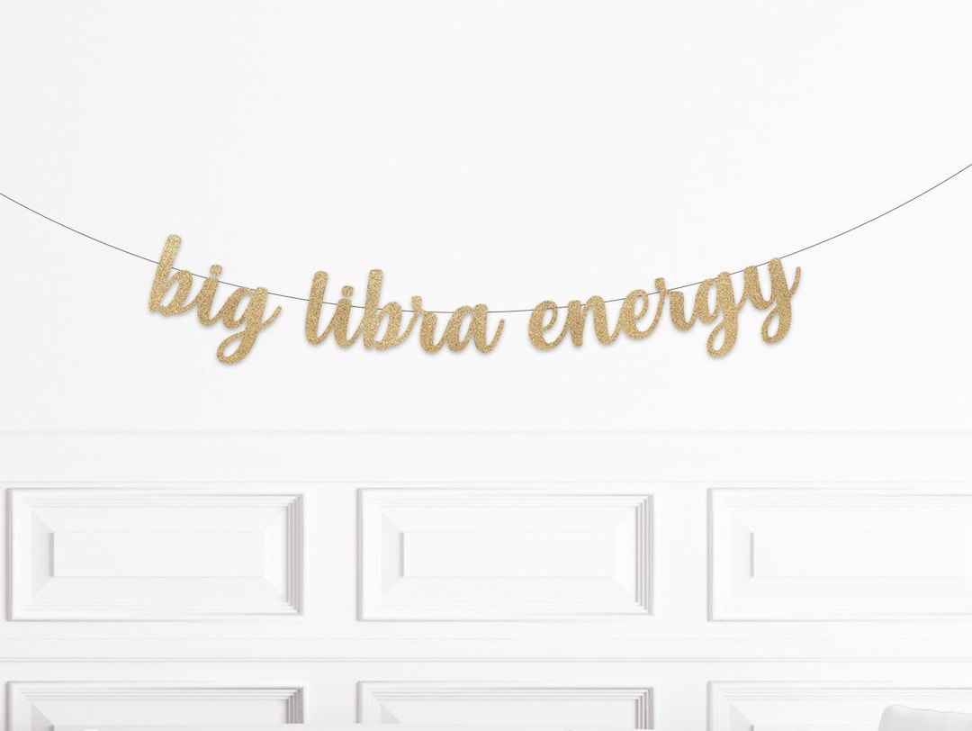 Big Libra Energy Geburtstagsbanner – Glitzer Sternzeichen Deko, September/Oktober, Perfekt Für Waagen-Partys