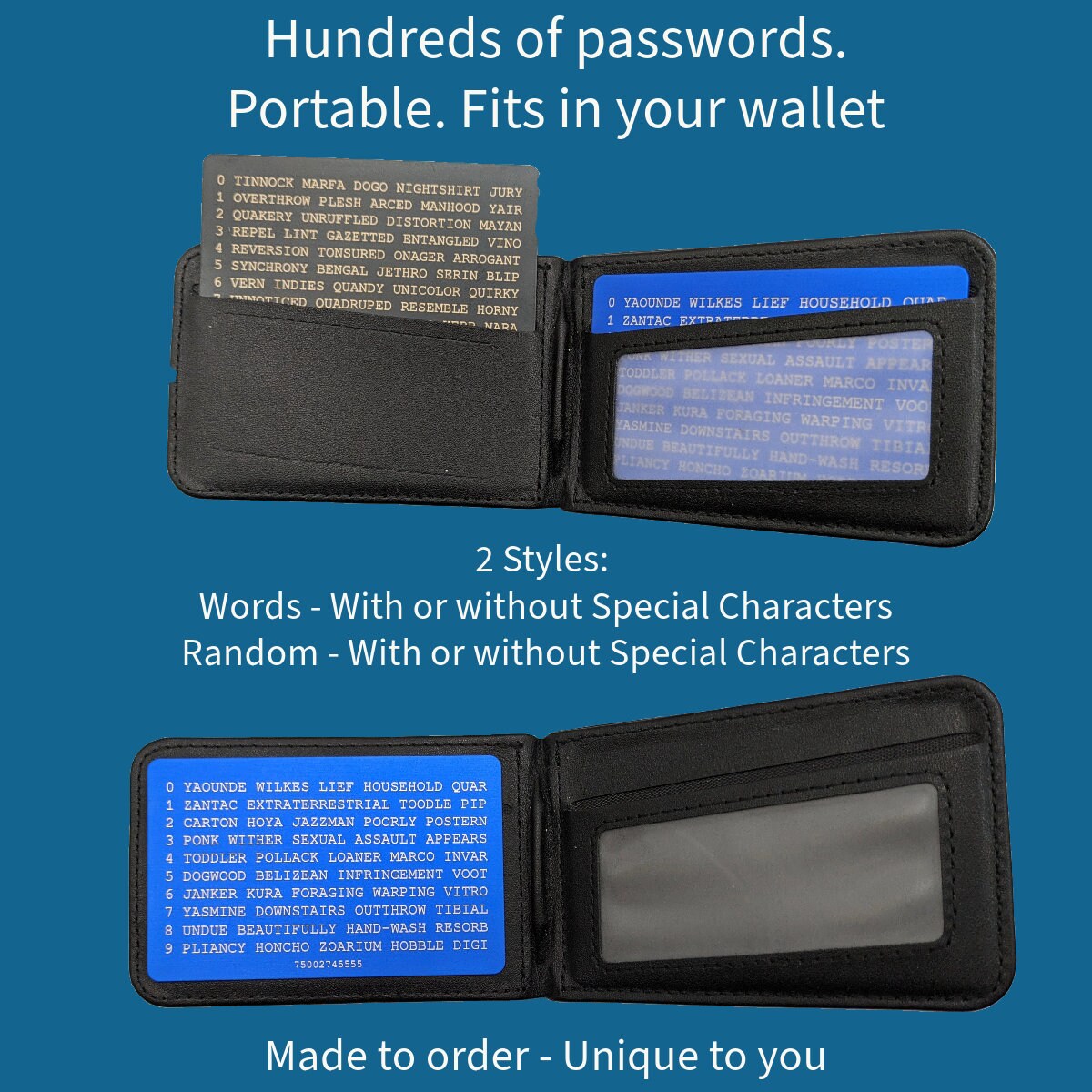 Wallet Password Plate Password Card (wallet Sized) - Etsy