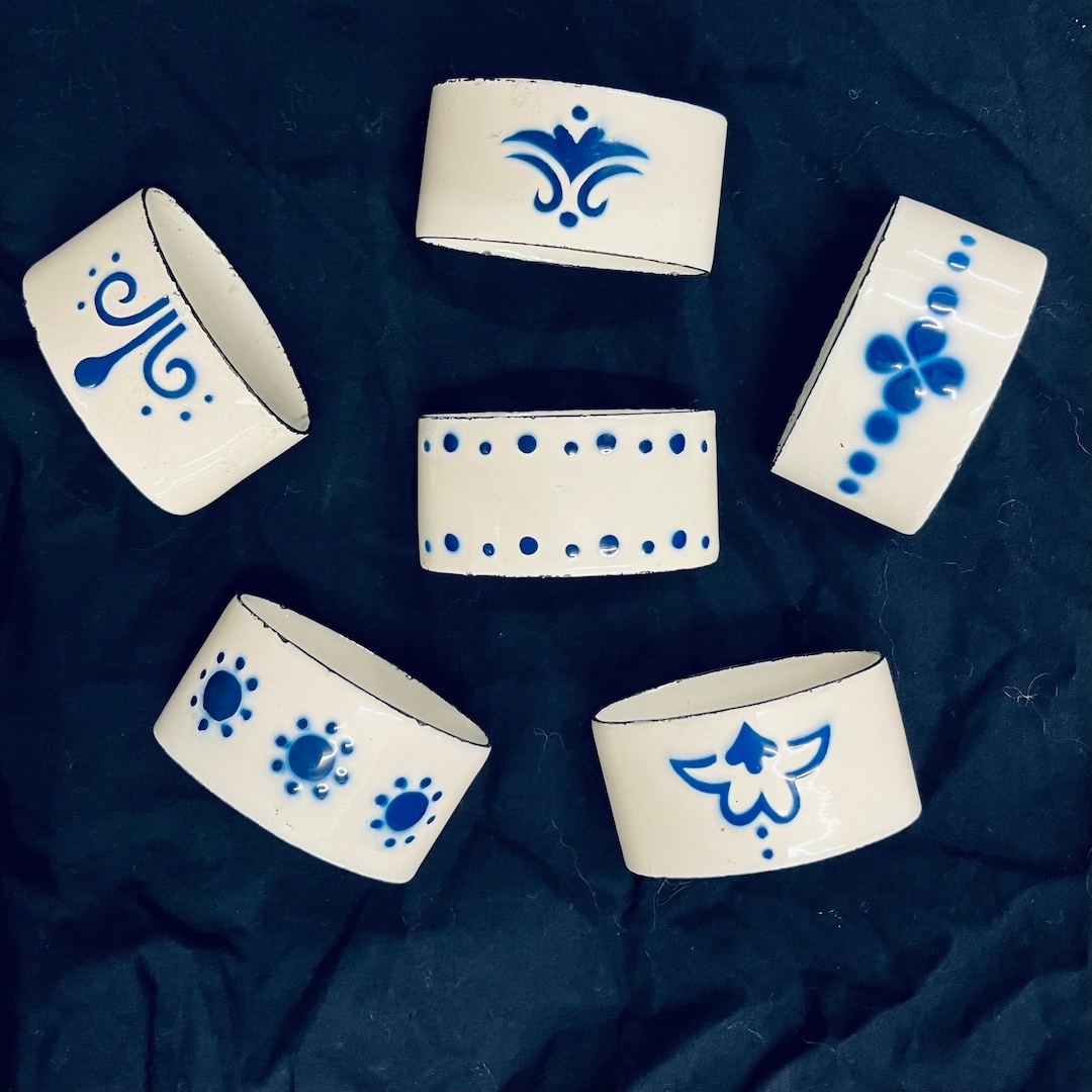 Vintage IKEA Heder Designed by Katarina Brieditis Enamel White and Blue