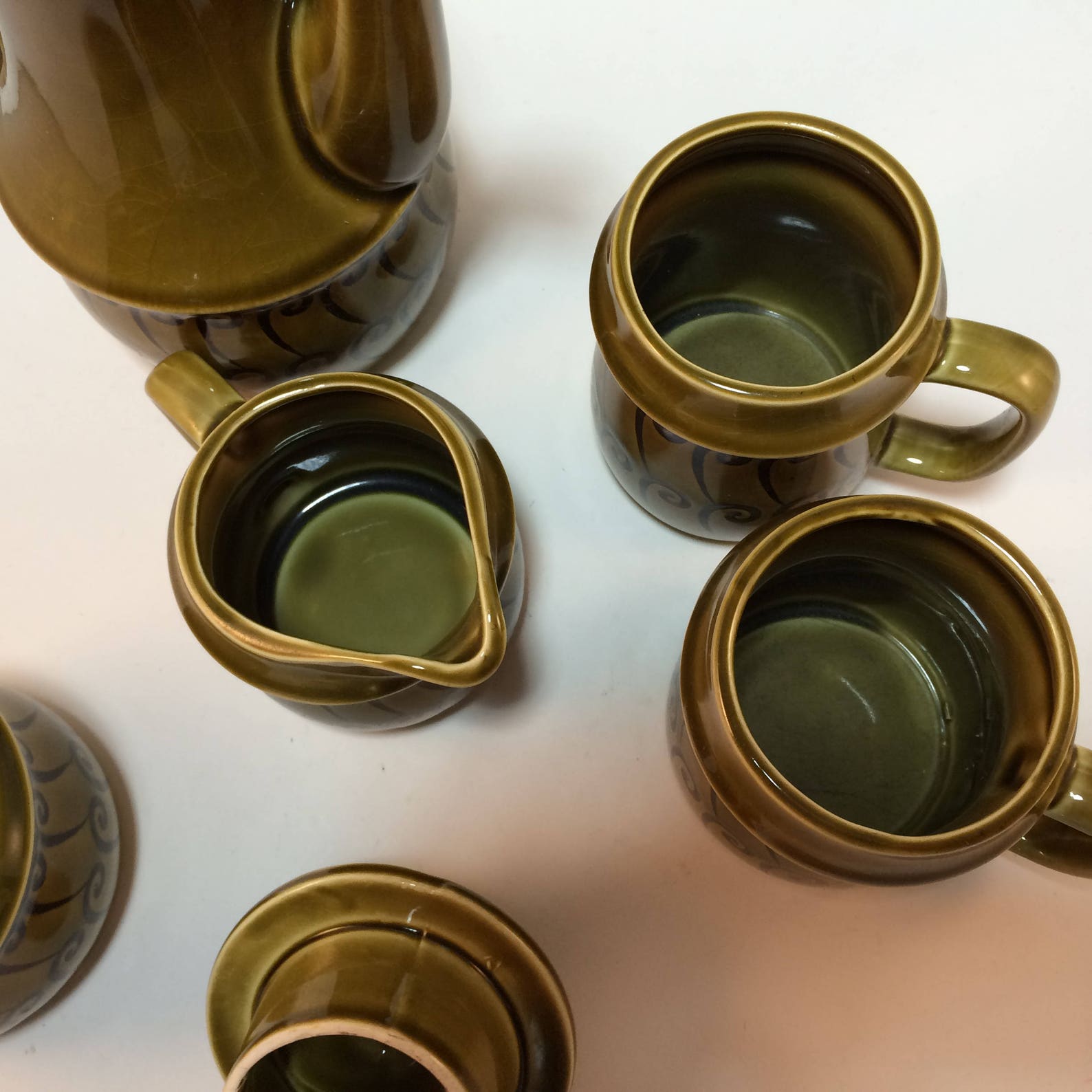 1970s Tea Set Green Mod Pattern Swirl Consumers Distributing Etsy