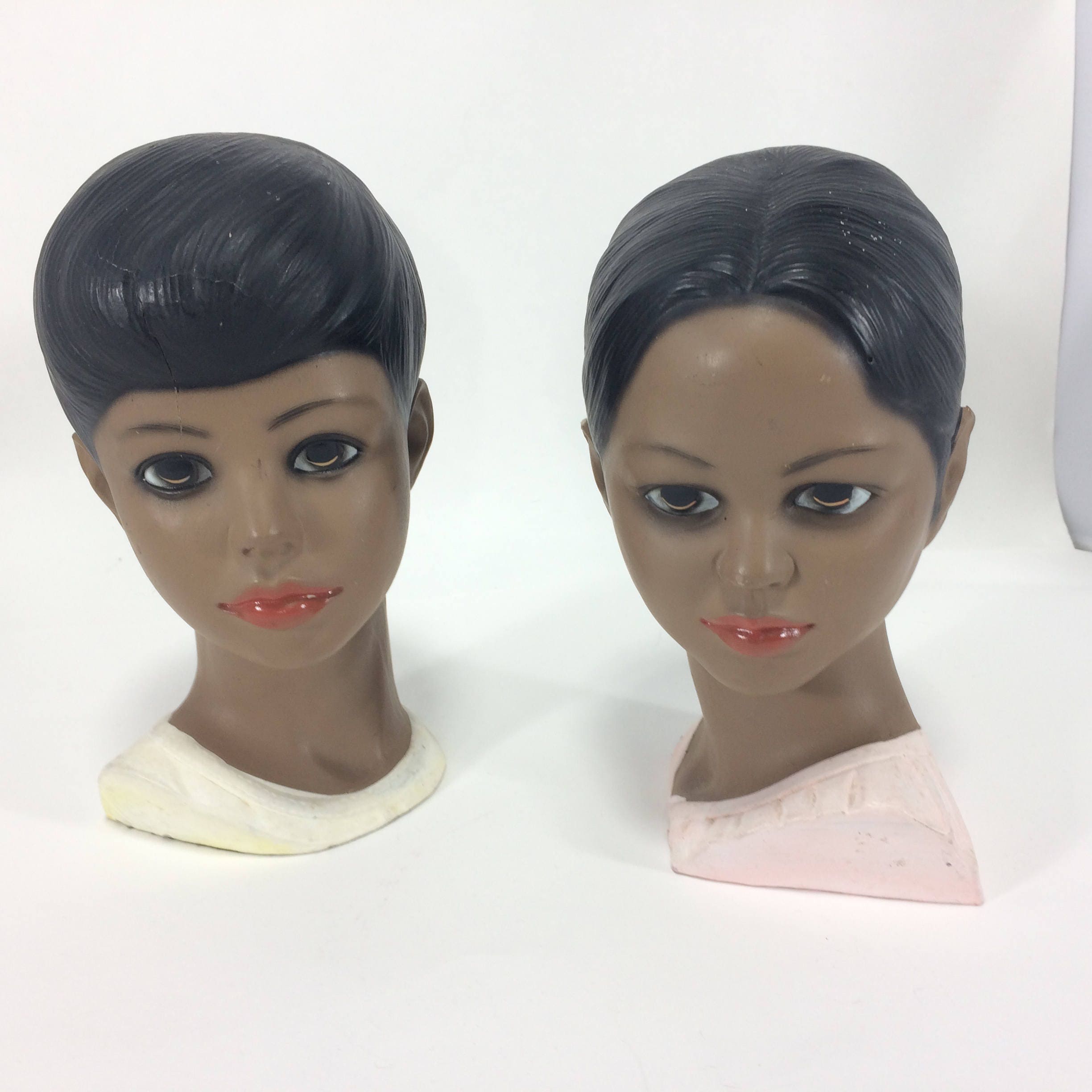 Vintage Lego Japan Girl Boy Bust Chalkware Handpainted Heads Etsy