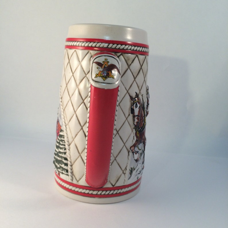 Budweiser Stein Limited Edition A Series Ceramic 1985 Winter Clydesdales Horses