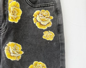 Custom Painted Floral Denim Jeans - Customer provides pants and sends to me for painting.