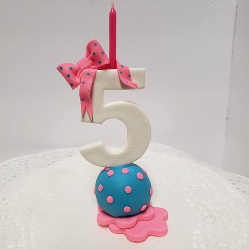 Cake Topper Candle Number Holder With Bow Handcrafted for Your Etsy