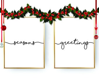 Seasons Greetings Christmas PRINTABLE Wall Art Christmas Decor Noel Winter Decor Christmas Print Holiday Decor Christmas Sign Digital Art