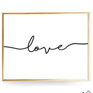 Love Script Love Landscape Print Handwritten Print Modern Typography Minimalist Poster Scandinavian Wall Art Affiche Scandinave Horizontal