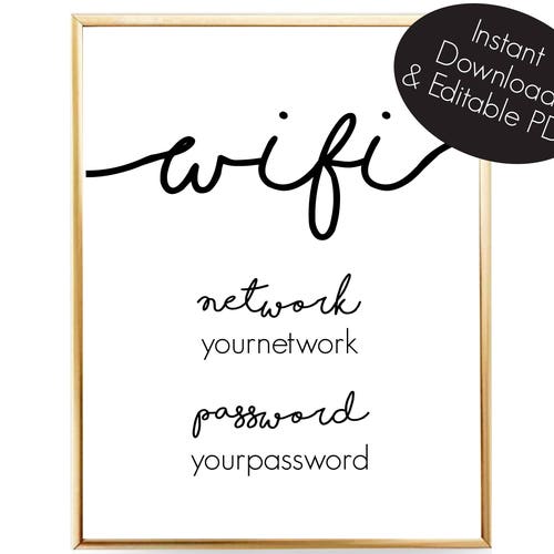 Printable WIFI Password Sign Guest Room Wifi Sign Wifi - Etsy