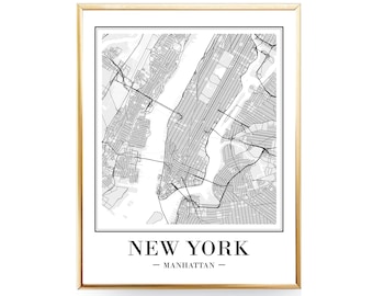 New York City Map Print New York Map Print Printable Map NY Map Art Print Manhattan Map Poster DIGITAL Print NYC Map Print Map Wall Art