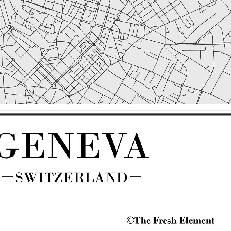 Geneva Map Geneva Print Geneva Poster Geneva Switzerland Map Etsy
