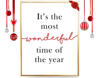It's The Most Wonderful Time Of The Year Christmas PRINTABLE Wall Art Christmas Wall Decor Noel Christmas Print Merry Christmas Digital Art