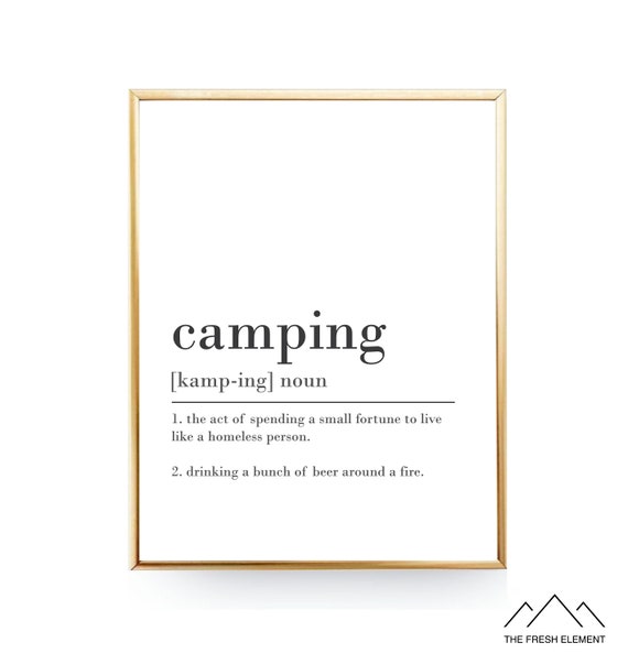Camping Definition Print Camping Printable Wall Art Camping Etsy