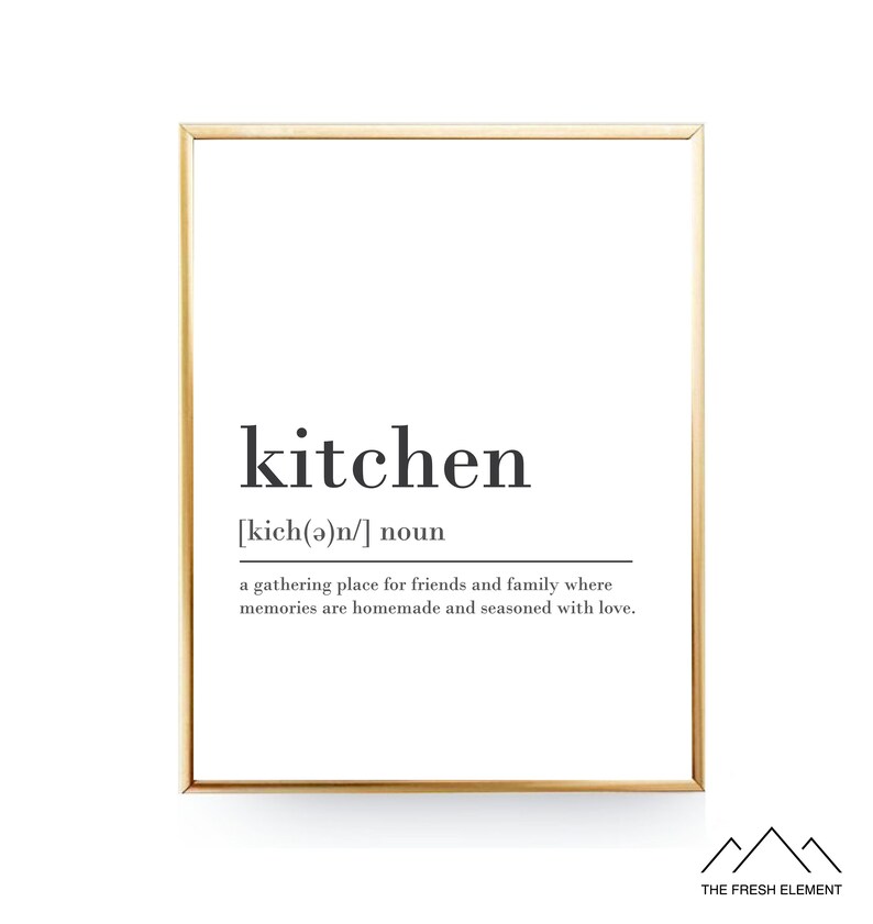 Kitchen Definition Sign Digital Prints Printable Definition Etsy