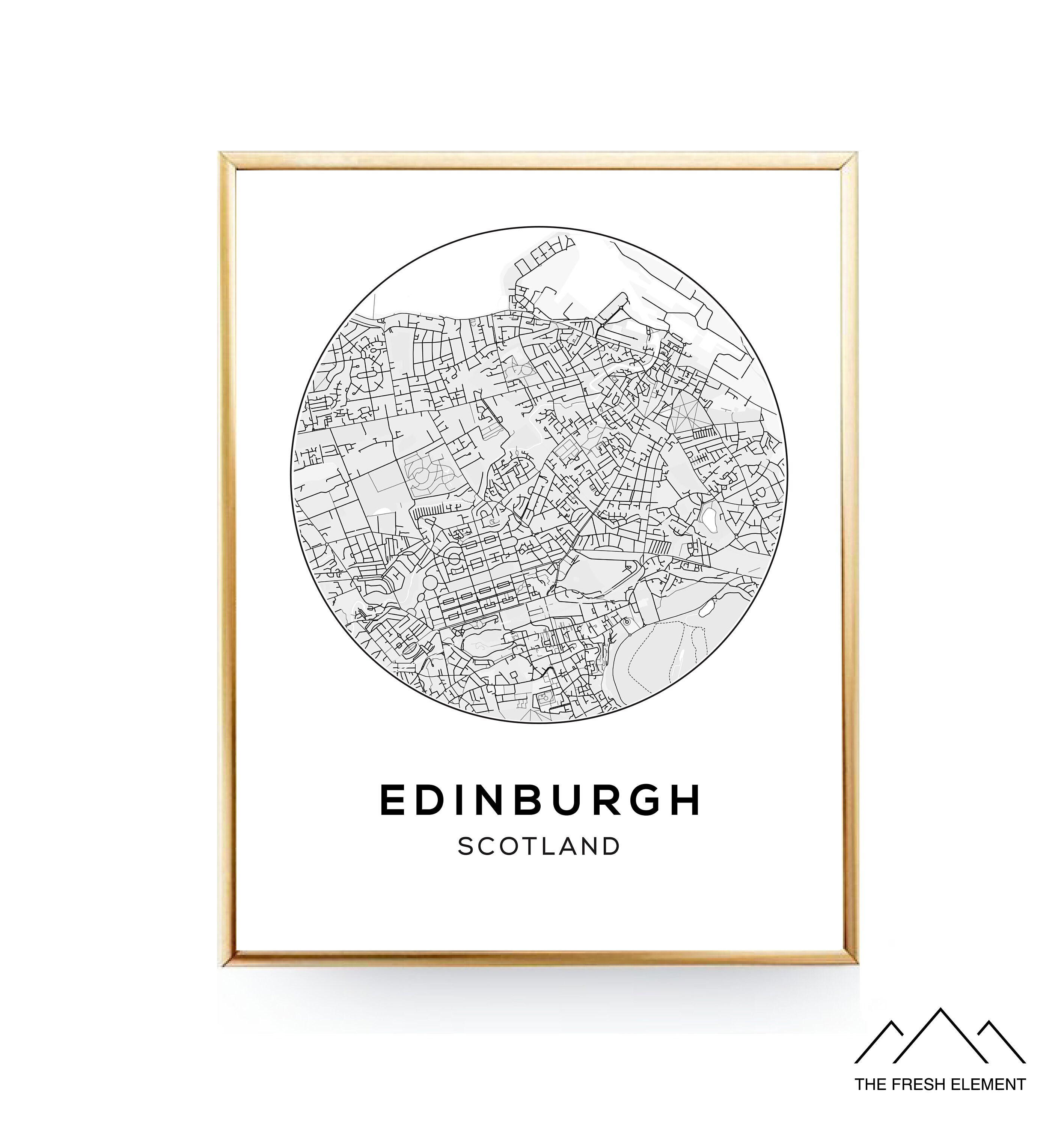 Edinburgh Map Print Printable Map of Edinburgh Print Scotland | Etsy