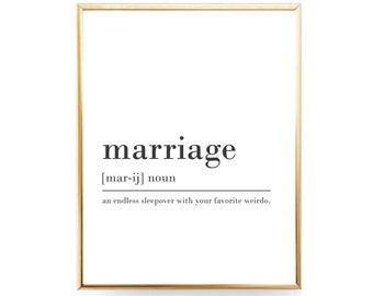Grappige definitie huwelijk definitie afdrukken huwelijk offerte definitie afdrukbare Wall Art digitale download posters en prints cadeau voor haar