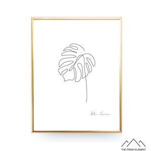 Monstera Leaf Print Printable Art Minimalist Art Living Room Decor One Line Art Modern Art Scandinavian Print Bedroom Decor Monstera Print