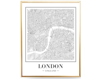 London City Map Print London Map Poster DIGITAL PRINTS London England Map Of London Map Print London Printable Wall Art Travel Gift UK
