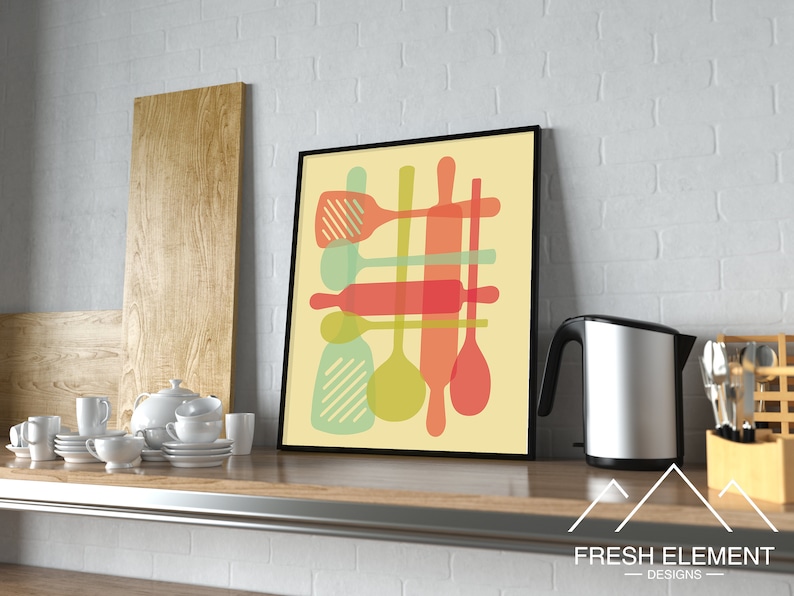 Mid Century Modern Kitchen Art DIGITAL DOWNLOAD Kitchen - Etsy