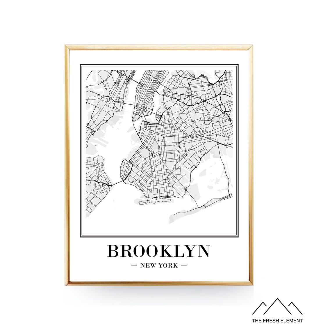 Brooklyn Map Art Printable Map of Brooklyn Print Brooklyn - Etsy